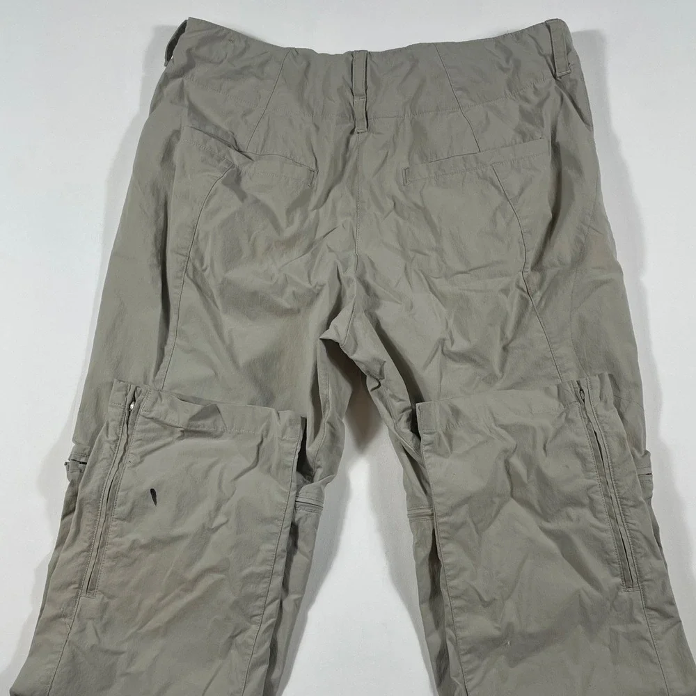 The North Face Convertible Hiking Pants Mens 34x30 Zip Off Belted Khaki Gray